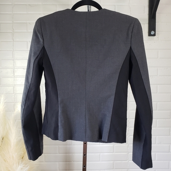 Calvin Klein Fit Solutions Side Panel Collarless Zip Blazer size 4 or Small Gray - Picture 6 of 8